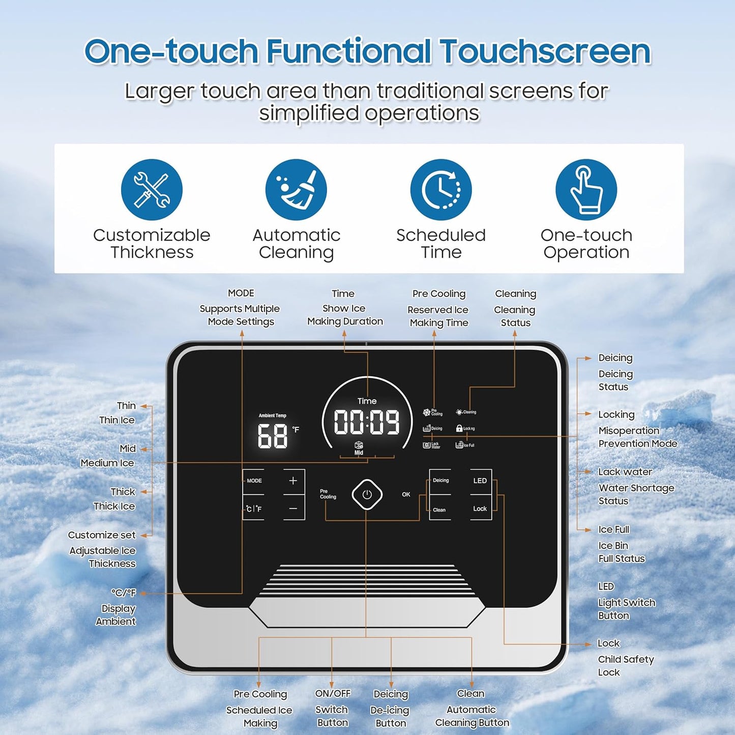 AVAHUM Commercial Ice Maker 605 Lbs/24H Industrial Ice Maker Machine Commercial Ice Machine with 400Lbs Storage, Ice Ready in 5-12 min, Stainless Steel Ice Maker for Bar Cafe Business Restaurant
