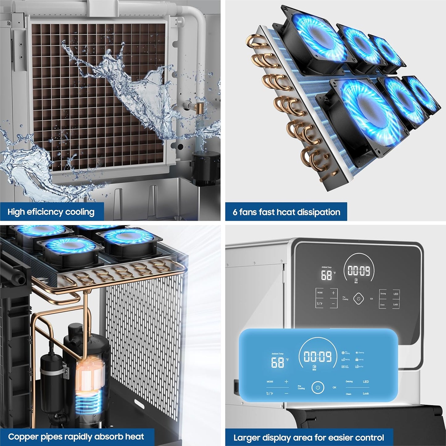 AVAHUM Commercial Ice Maker 605 Lbs/24H Industrial Ice Maker Machine Commercial Ice Machine with 400Lbs Storage, Ice Ready in 5-12 min, Stainless Steel Ice Maker for Bar Cafe Business Restaurant