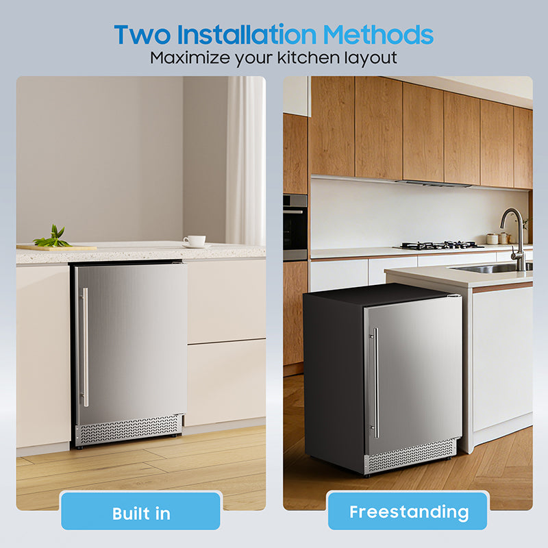 24’’Outdoor Beverage Refrigerator, Built-In or Freestanding Drink Fridge 180 Cans, Undercounter Waterproof Stainless Steel Door, Outdoor Refrigerator for Patio & Commercial Use for Beer, Soda, Wine