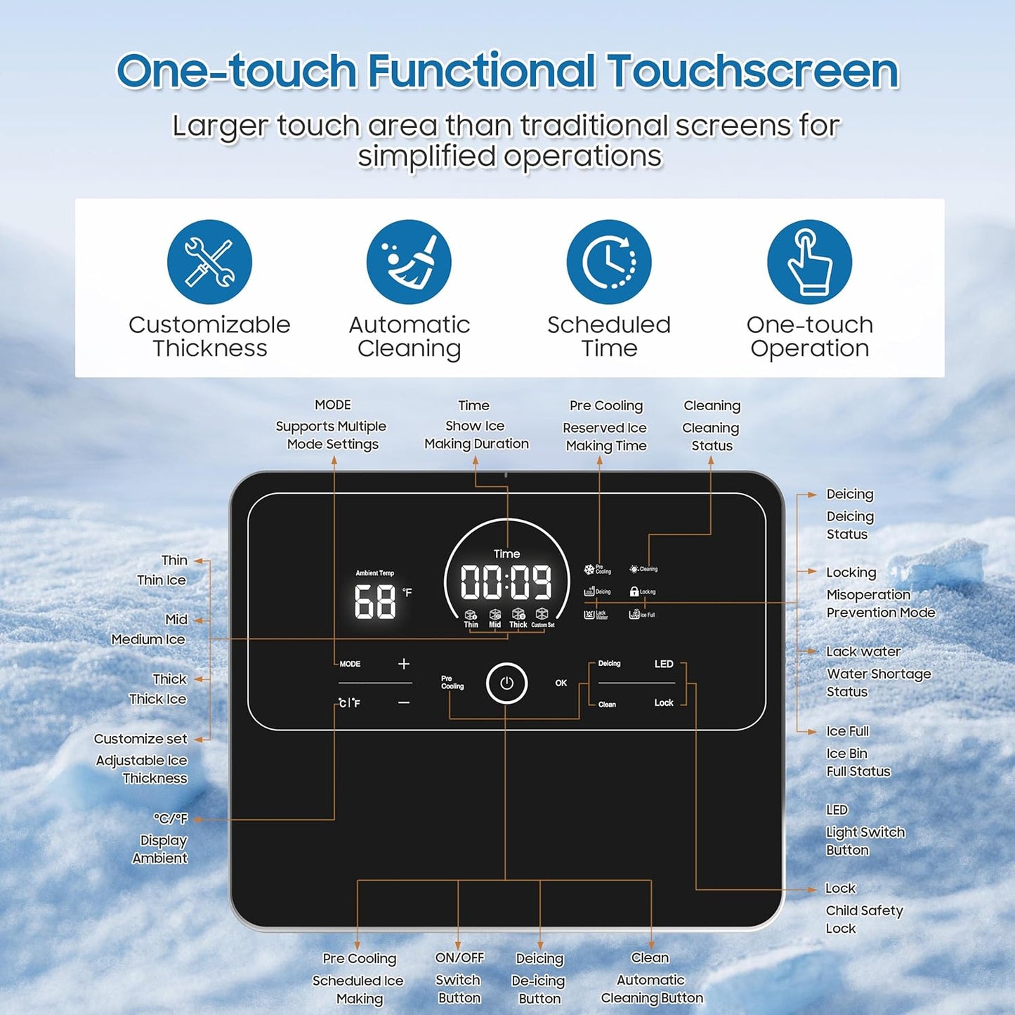 AVAHUM Commercial Ice Maker 550 Lbs/24H Commercial Ice Maker Machine Industrial Ice Machine with 400Lbs Storage, Ice Ready in 5-12 min, Stainless Steel Ice Maker for Bar Cafe Business Restaurant