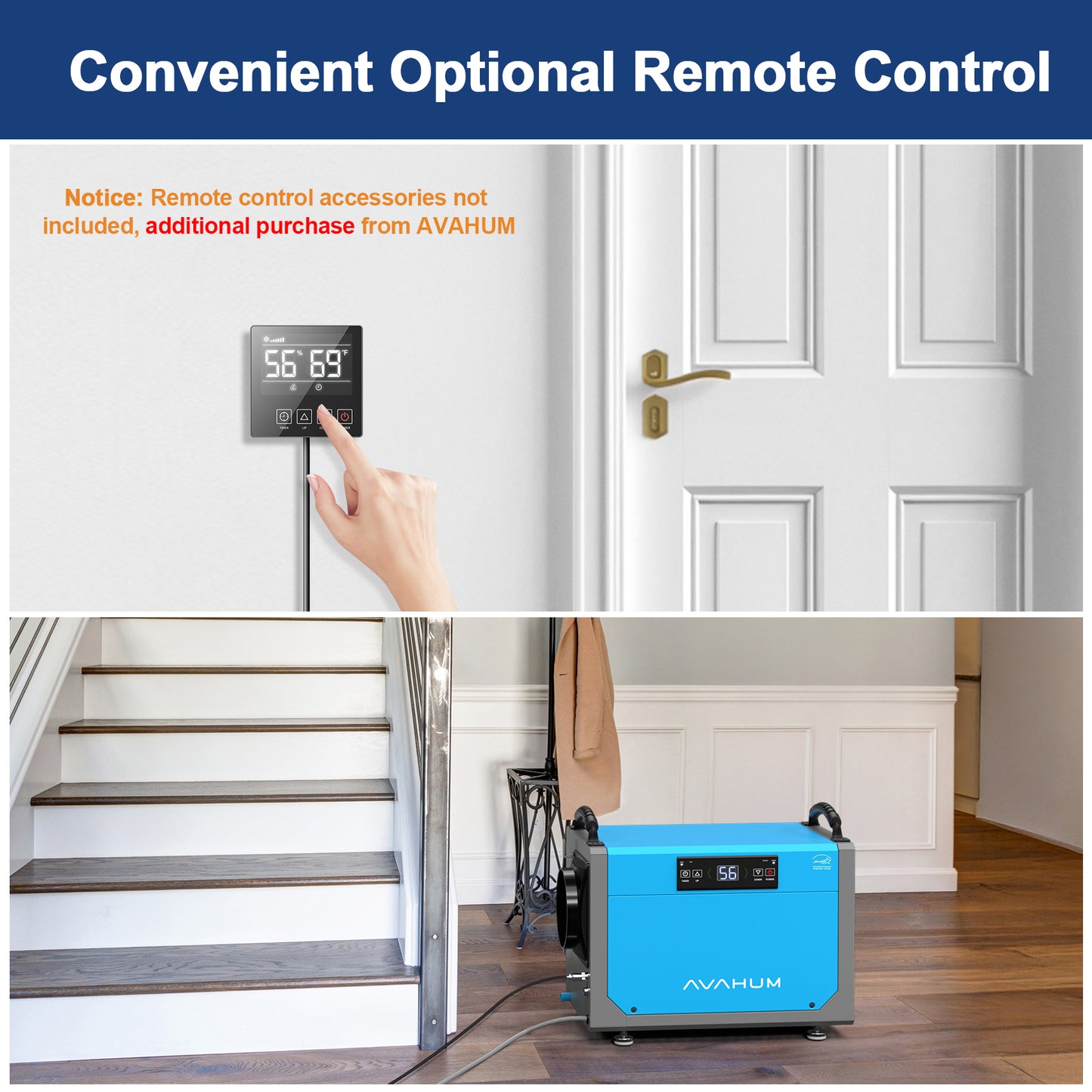 AVAHUM 113 Pints Crawl Space Dehumidifier remote control