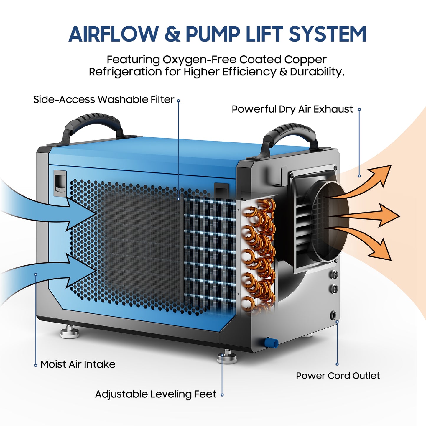 AVAHUM 113 Pints Crawl Space Dehumidifier for Basements, Commercial Dehumidifier with Drainage Hose, Coverage Area 3300 Sq.ft , ETL Listed