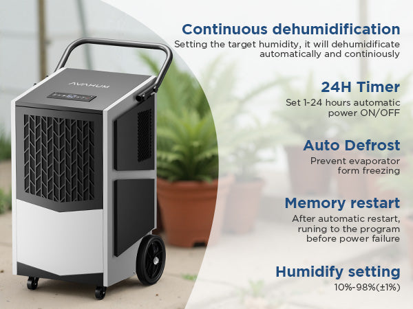 AVAHUM 250 Pint Commercial Dehumidifier with Pump with Drain Hose for Basements,8000sqft Commercial Grade Dehumidifiers for Industrial,24H Timer,Continuous Dehumidification