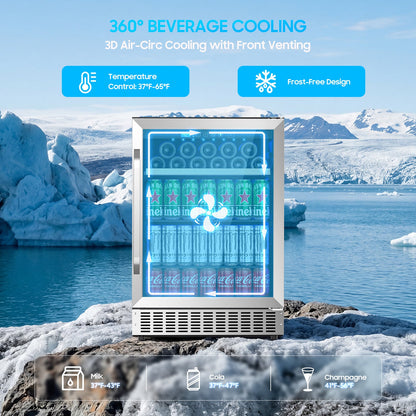 16 Bottle 118 Can Wine Cooler/Cabinet Beverage Refrigerator Mini Wine Cellar Beer Soda Clear Glass Door Bar Fridge Quiet Compressor Adjust Temp Freestanding Indoor Use 4.9Cu.ft
