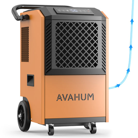 AVAHUM 160 Pints Commercial Dehumidifier with Pump and Drain Hose for Basements, Heavy Duty Commercial Grade Dehumidifiers for Large Spaces, Warehouse, Industry Water Damage Unit, Auto Defrost
