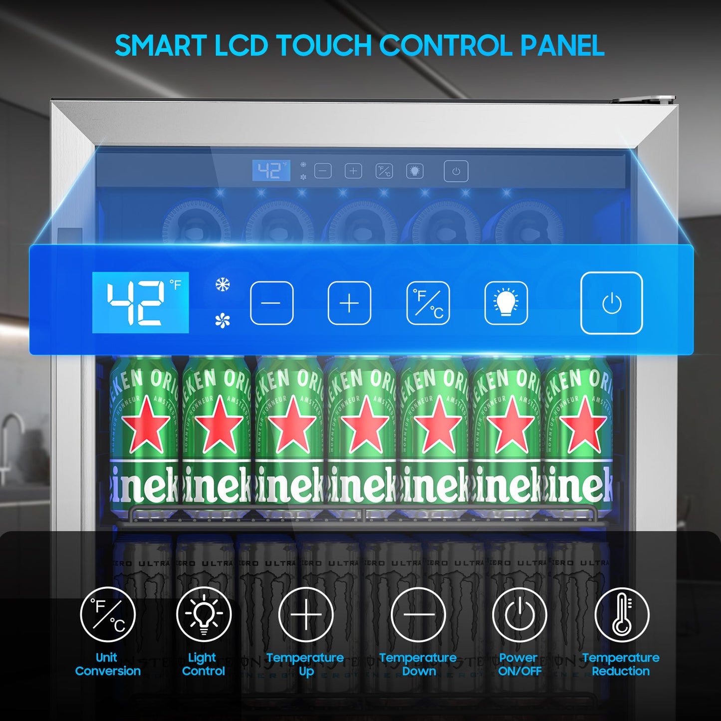 16 Bottle 118 Can Wine Cooler/Cabinet Beverage Refrigerator Mini Wine Cellar Beer Soda Clear Glass Door Bar Fridge Quiet Compressor Adjust Temp Freestanding Indoor Use 4.9Cu.ft