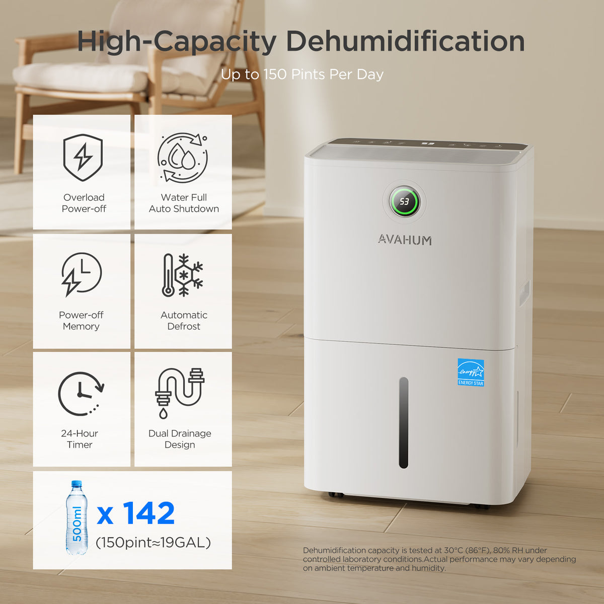 150 Pints Dehumidifier with Pump and Drain Hose_AVAHUM AM150P