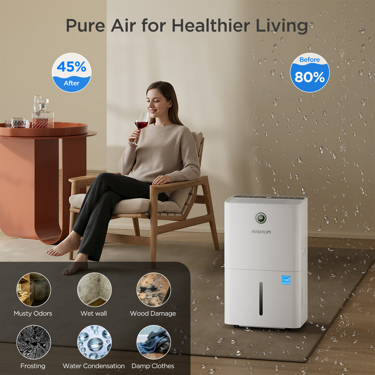 150 Pints Dehumidifier with Pump and Drain Hose_AVAHUM AM150P
