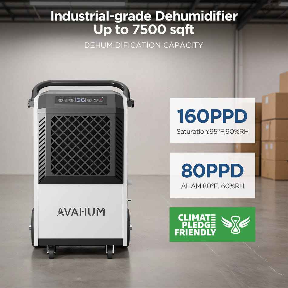  160 Pints Large Dehumidifier with Pump Drain Hose-AVAHUM DV160PW