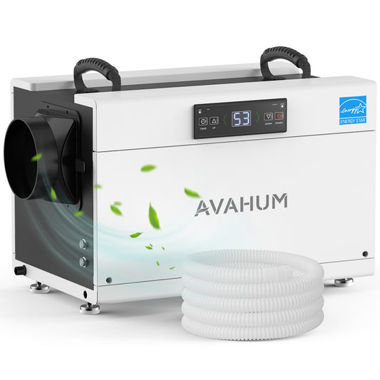 AVAHUM 155 Pints Crawl Space Dehumidifier with Pump and Drain Hose, Commercial Dehumidifier for Basement, Energy Star Listed