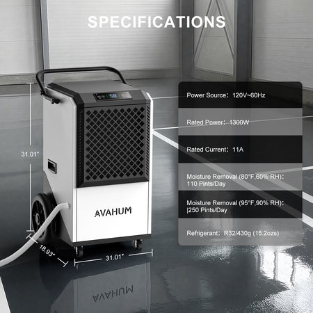 250 Pints Crawl Space Dehumidifier with Drain Hose _ AVAHUM  AM260