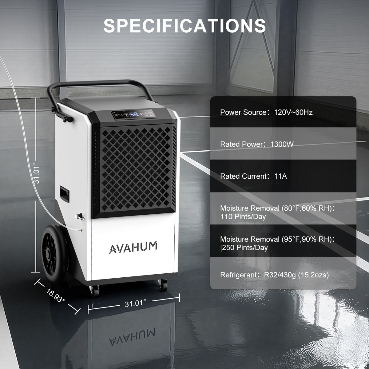 250 Pints Crawl Space Dehumidifier with Pump and Drain Hose _ AVAHUM AM207P