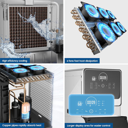 AVAHUM Commercial Ice Maker 605 Lbs/24H Industrial Ice Maker Machine Commercial Ice Machine with 400Lbs Storage, Ice Ready in 5-12 min, Stainless Steel Ice Maker for Bar Cafe Business Restaurant
