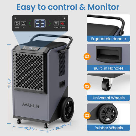  320 Pints Commercial Dehumidifier with Drainage Hose-AVAHUM-AM305
