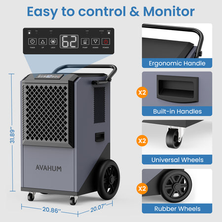  320 Pints Commercial Dehumidifier with Pump-AVAHUM-AM320P