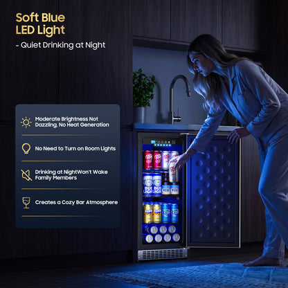 15In Outdoor Mini Fridge, 92Cans Outdoor Beverage Refrigerator for Patio and Soda Beer Wine-Kitchen Bar Office