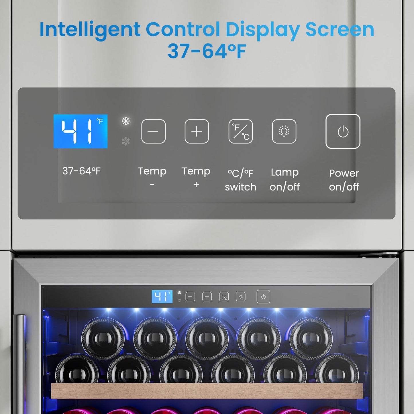 Mini Fridge 24 Inch Under Counter Beverage and Wine Cooler Refrigerator Built-in or Freestanding - 118 Cans & 16 Bottles Capacity with LED Light Glass Door