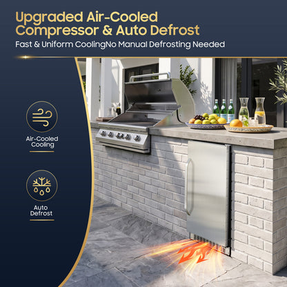 15In Outdoor Mini Fridge, 92Cans Outdoor Beverage Refrigerator for Patio and Soda Beer Wine-Kitchen Bar Office