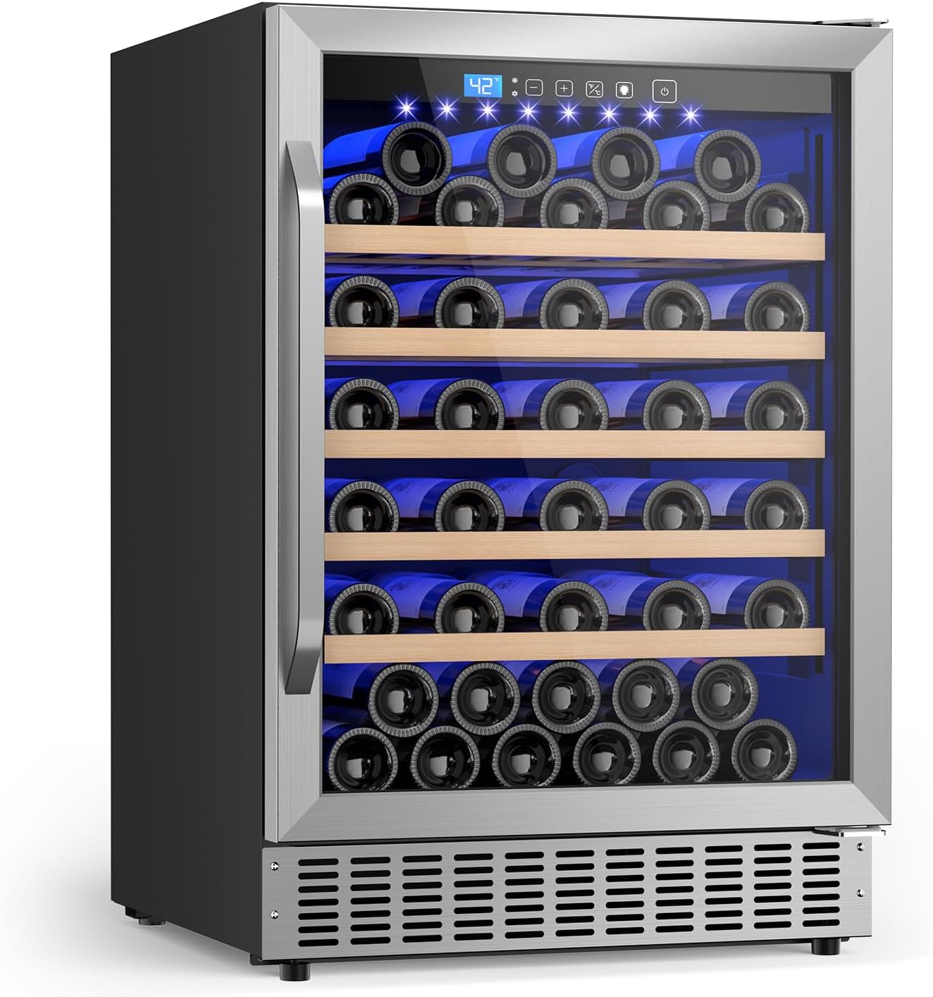 54 Bottle Wine Fridge 24 Inch Wine Cooler Refrigerator Freestanding/Built in, Compressor 4.9Cu.Ft Wine Cooler w/Lock & LED Display, 41℉-64℉ Digital Temperature Control Fridge, Housewarming Gifts