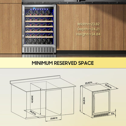 54 Bottle Wine Fridge 24 Inch Wine Cooler Refrigerator Freestanding/Built in, Compressor 4.9Cu.Ft Wine Cooler w/Lock & LED Display, 41℉-64℉ Digital Temperature Control Fridge, Housewarming Gifts