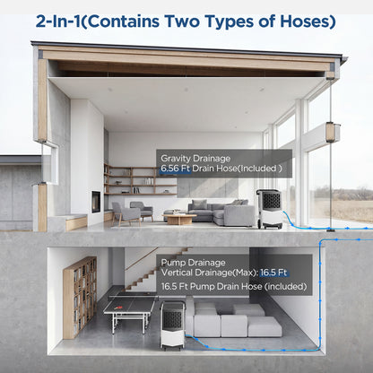 AVAHUM Commercial Dehumidifier, 160 Pints Large Dehumidifier with Pump Drain Hose, Up to 7,000 sq. ft, for Crawl Space, Basement, Warehouse, Water Damage Restoration, Job Sites