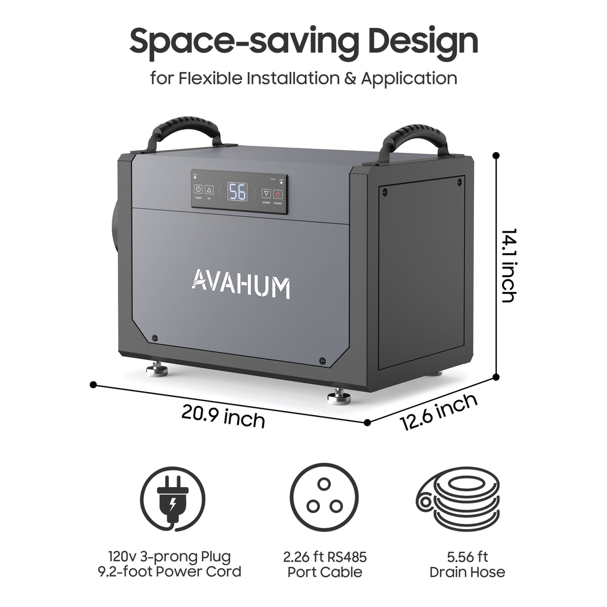 AVAHUM 120 Pints Crawl Space Dehumidifier for Basement DY120N