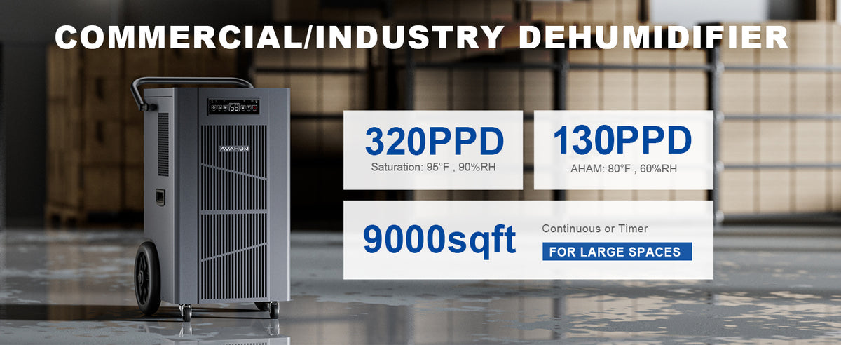 AVAHUM 320 Pints Commercial Dehumidifier with Pump, Commercial Grade Dehumidifier for Basement, 24H Timer, cover up to 9000 sqft Large Spaces for Industrial, 40Gallon/Day, Continuous Dehumidification, Auto Defrost