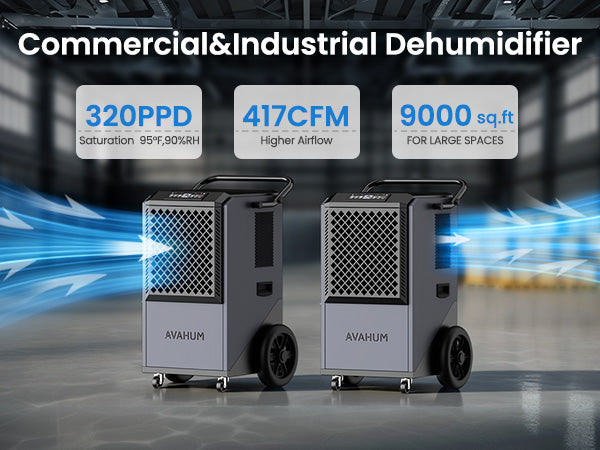 AVAHUM 320 Pints Commercial Dehumidifier with Drain Hose for Basements, Coverage Area 9000 Sq.ft
