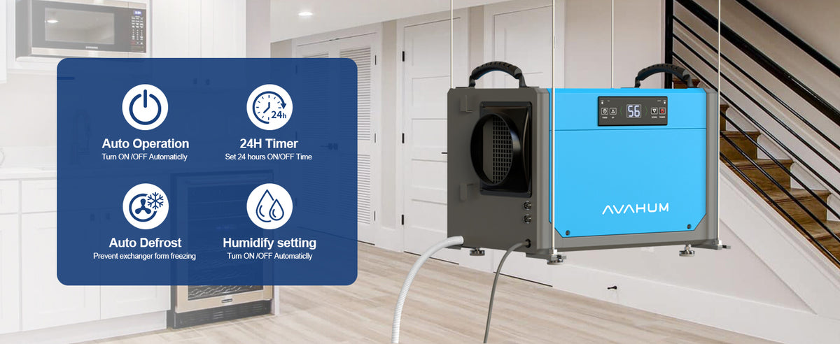 AVAHUM 113 Pints Crawl Space Dehumidifier for Basements, Commercial Dehumidifier with Drainage Hose, Coverage Area 3300 Sq.ft , ETL Listed