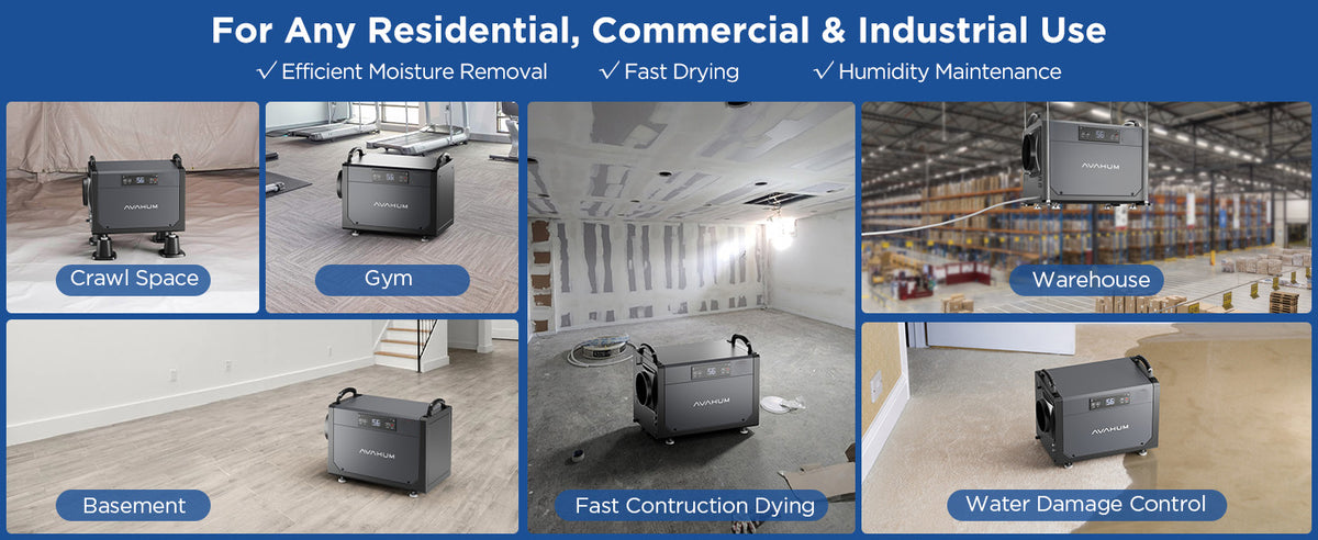 AVAHUM 120 Pints Crawl Space Dehumidifier for Basement, Commercial Dehumidifier with Drainage Hose, Coverage Area 3500 Sq.ft, ETL Listed