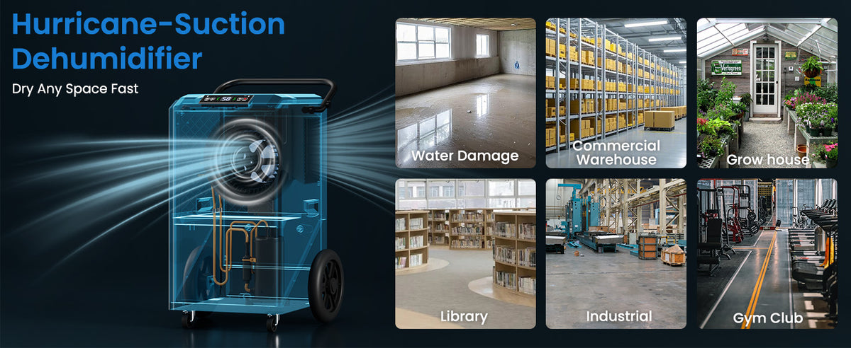 AVAHUM 320 Pints Commercial Dehumidifier with Drain Hose for Basements, Coverage Area 9000 Sq.ft