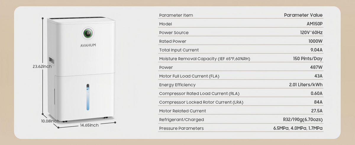 AVAHUM 150 Pints Dehumidifiers with Pump with Drainage Hose for Home Large Room for Bathroom for Basement Covers up to 8000 Sq.Ft