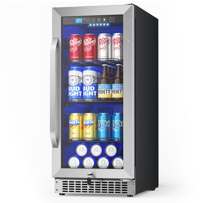 15In Under Counter Beverage Refrigerator, 92Cans Drink Fridge for Kitchen