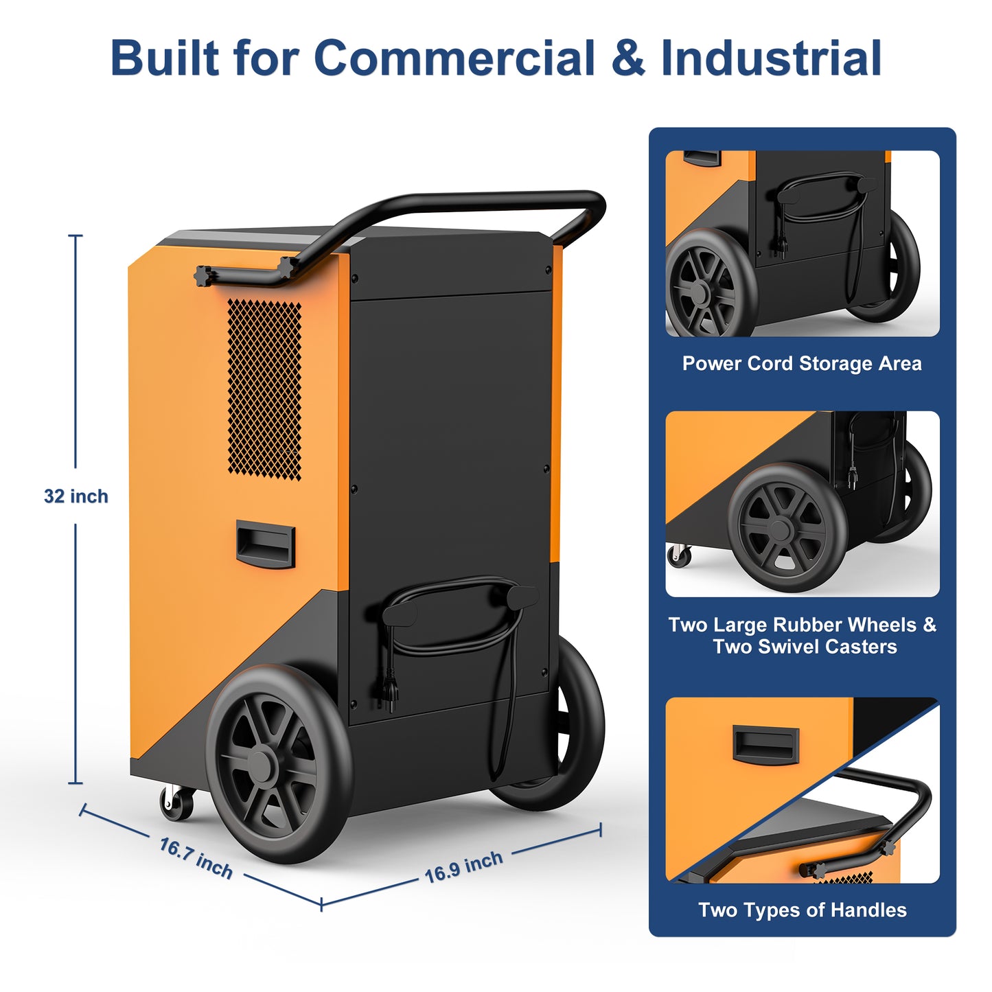 AVAHUM 320 Pints Commercial Dehumidifier, 85 Pint DOE for 2150 sq. ft, Industrial Dehumidifier for Warehouses and Job Sites
