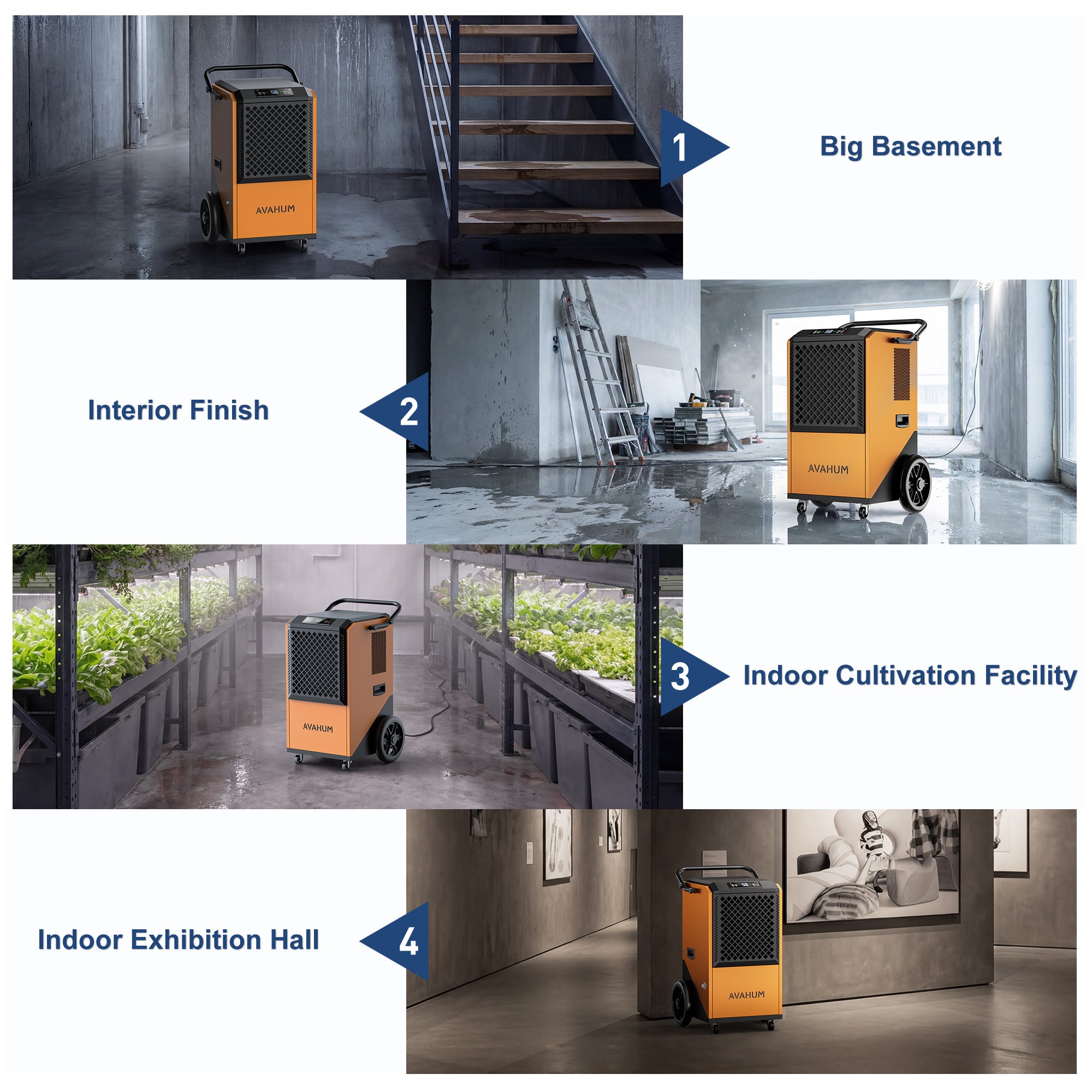 AVAHUM 320 Pints Commercial Dehumidifier, 85 Pint DOE for 2150 sq. ft, Industrial Dehumidifier for Warehouses and Job Sites