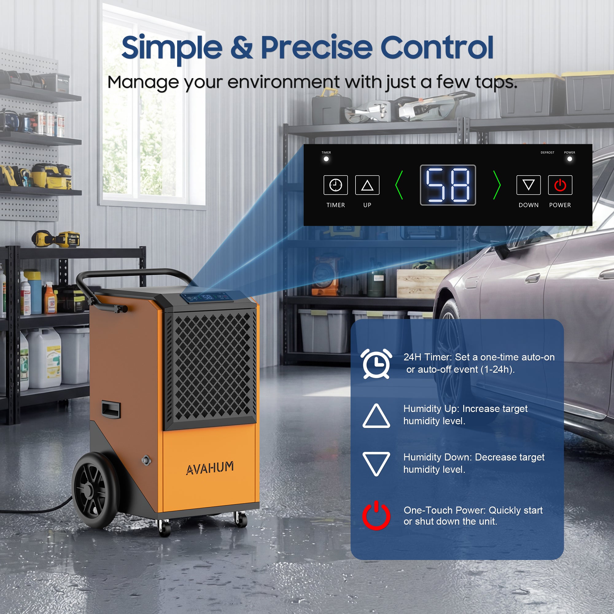 AVAHUM 320 Pints Commercial Dehumidifier, 85 Pint DOE for 2150 sq. ft, Industrial Dehumidifier for Warehouses and Job Sites