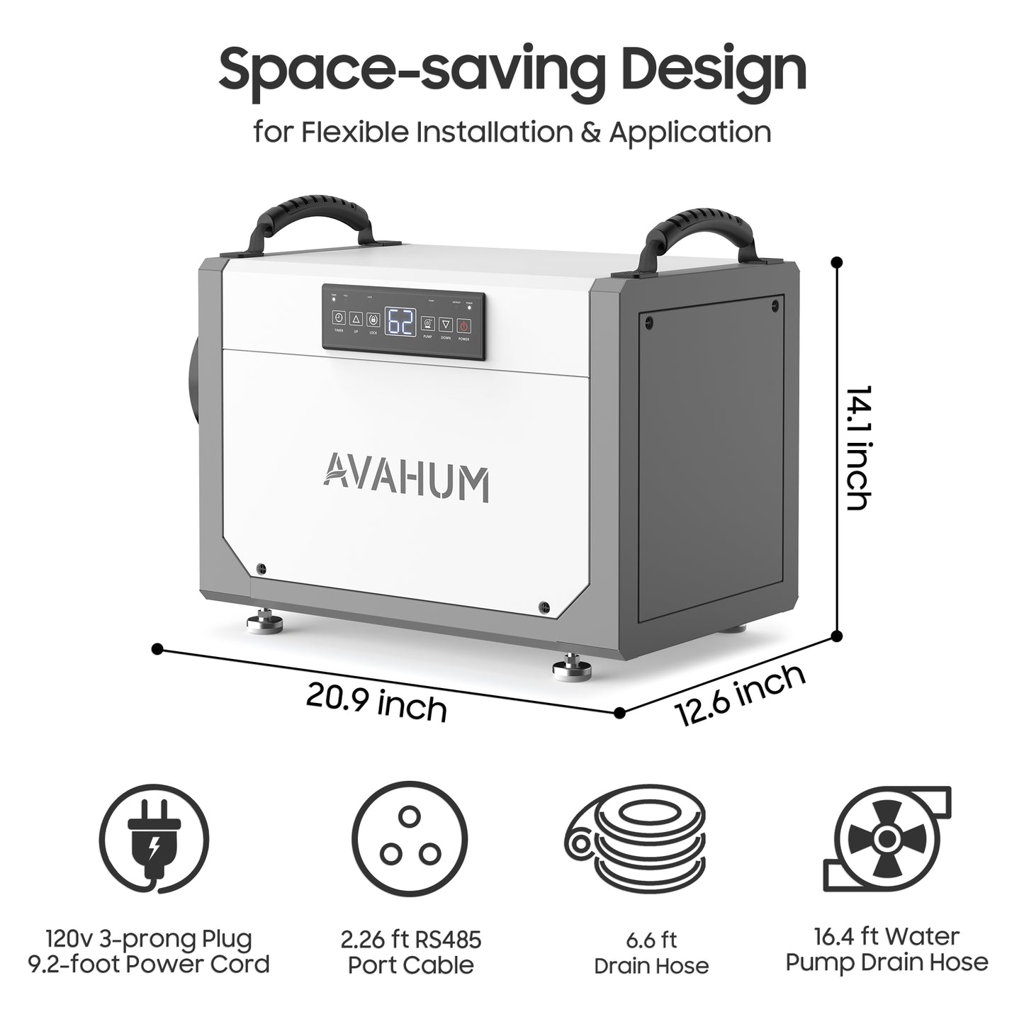 AVAHUM 113 Pints Crawl Space Dehumidifier with Pump, 35 Pint DOE for 3500 Sq. ft, ETL Listed