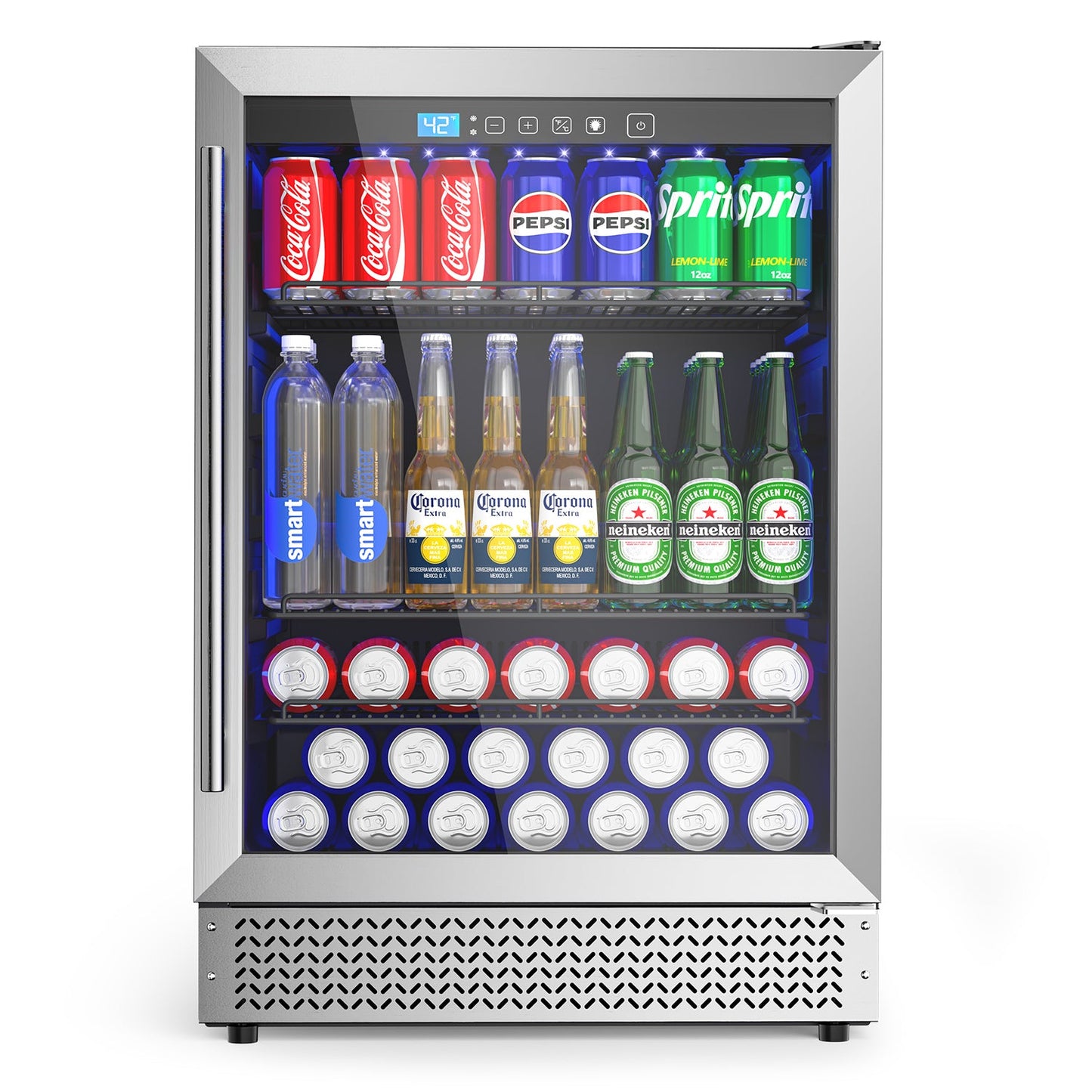4.9 Cu.ft Beverage Refrigerator and Cooler, 200 Can Mini fridge with Glass Door for Soda Beer Wine, Small Drink Dispenser with Digital Adjustable Thermostat for Home Office Bar
