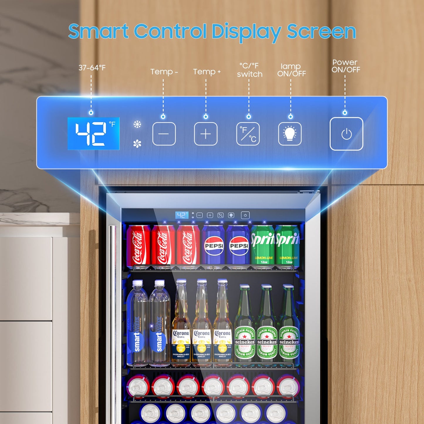 4.9 Cu.ft Beverage Refrigerator and Cooler, 200 Can Mini fridge with Glass Door for Soda Beer Wine, Small Drink Dispenser with Digital Adjustable Thermostat for Home Office Bar