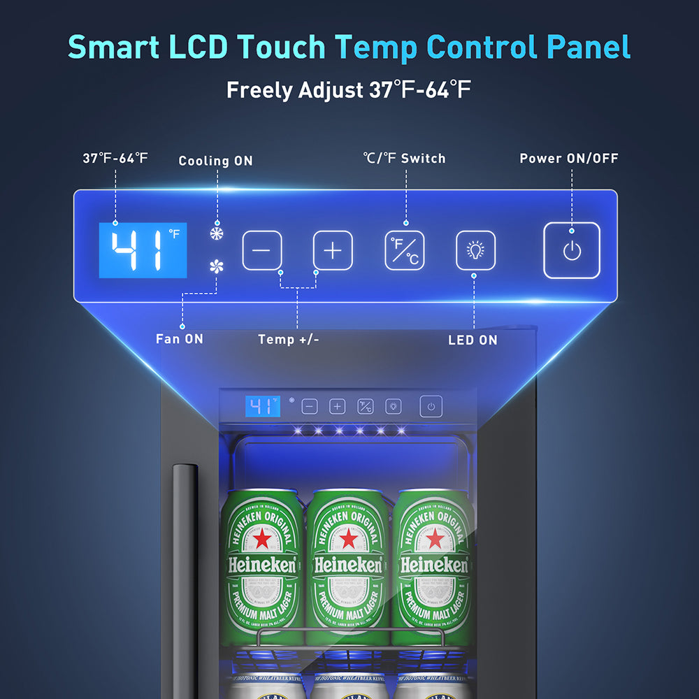 60 Can Beverage Refrigerator Cooler for Cubicle under Desk/Counter Office Camping, 2 Cu.Ft Mini Fridge Beverage Cooler with Glass Door for Water Juices Cola Bottles