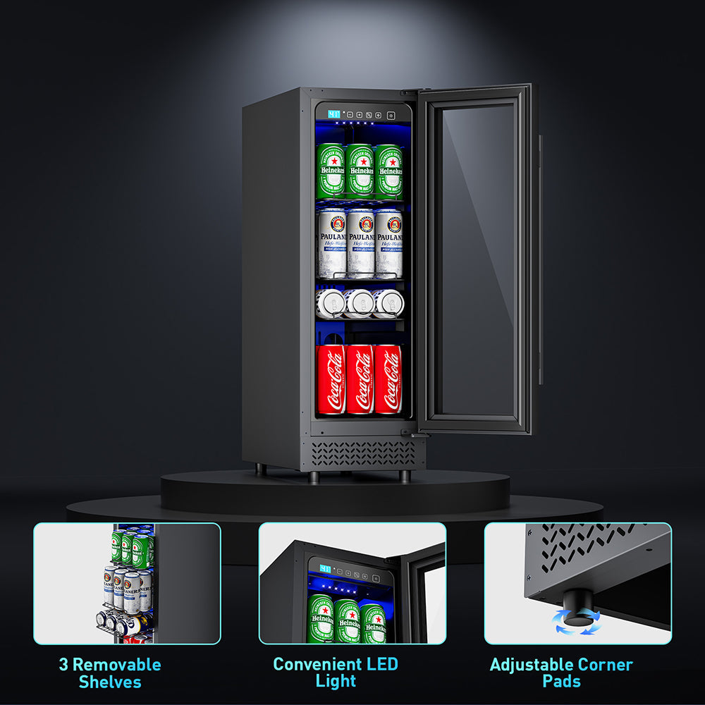 60 Can Beverage Refrigerator Cooler for Cubicle under Desk/Counter Office Camping, 2 Cu.Ft Mini Fridge Beverage Cooler with Glass Door for Water Juices Cola Bottles