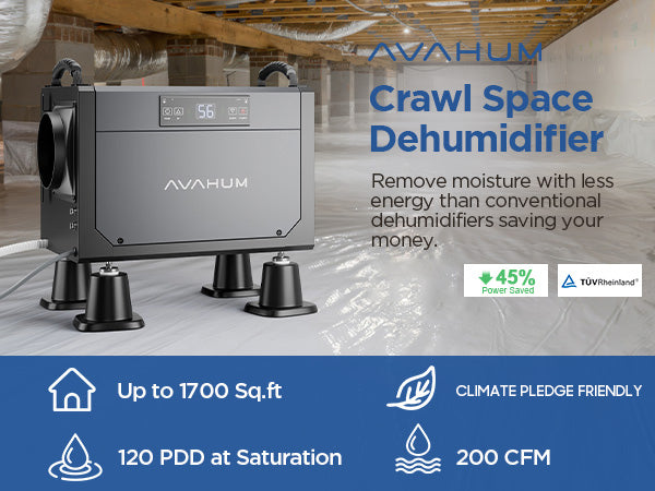 AVAHUM 120 Pints Crawl Space Dehumidifier for Basement, Commercial Dehumidifier with Drainage Hose, Coverage Area 3500 Sq.ft, ETL Listed