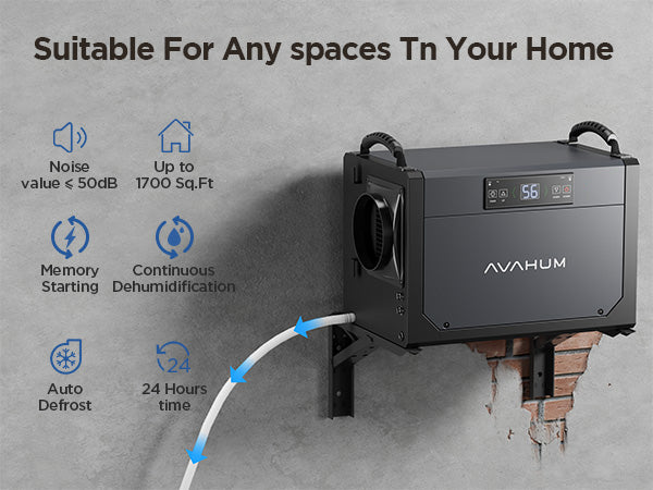 AVAHUM 120 Pints Crawl Space Dehumidifier for Basement, Commercial Dehumidifier with Drainage Hose, Coverage Area 3500 Sq.ft, ETL Listed