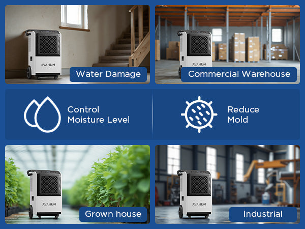 AVAHUM 160 Pints Commercial Dehumidifier with Pump, Drain Hose and Washable Filter Space up to 7500 Sq. Ft, for Basements, Industrial or Commercial Spaces - 1 Year Quality Coverage