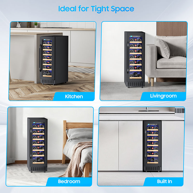 21 Bottle Wine Fridge Small 12 Inch Refrigerator Freestanding/Built in, Compressor 2Cu.Ft Wine Cooler w/Lock & LED Display, 41℉-64℉ Digital Temperature Control Fridge for Cubicle under Counter