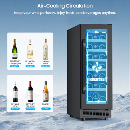 21 Bottle Wine Fridge Small 12 Inch Refrigerator Freestanding/Built in, Compressor 2Cu.Ft Wine Cooler w/Lock & LED Display, 41℉-64℉ Digital Temperature Control Fridge for Cubicle under Counter