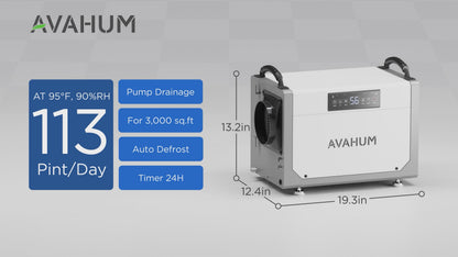 AVAHUM 113 Pints Crawl Space Dehumidifier with Pump for 3500 Sq. ft Basement, ETL Listed